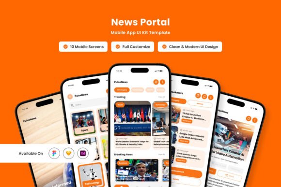 Download Pulse - News Portal App Design Template - Design template Collection
